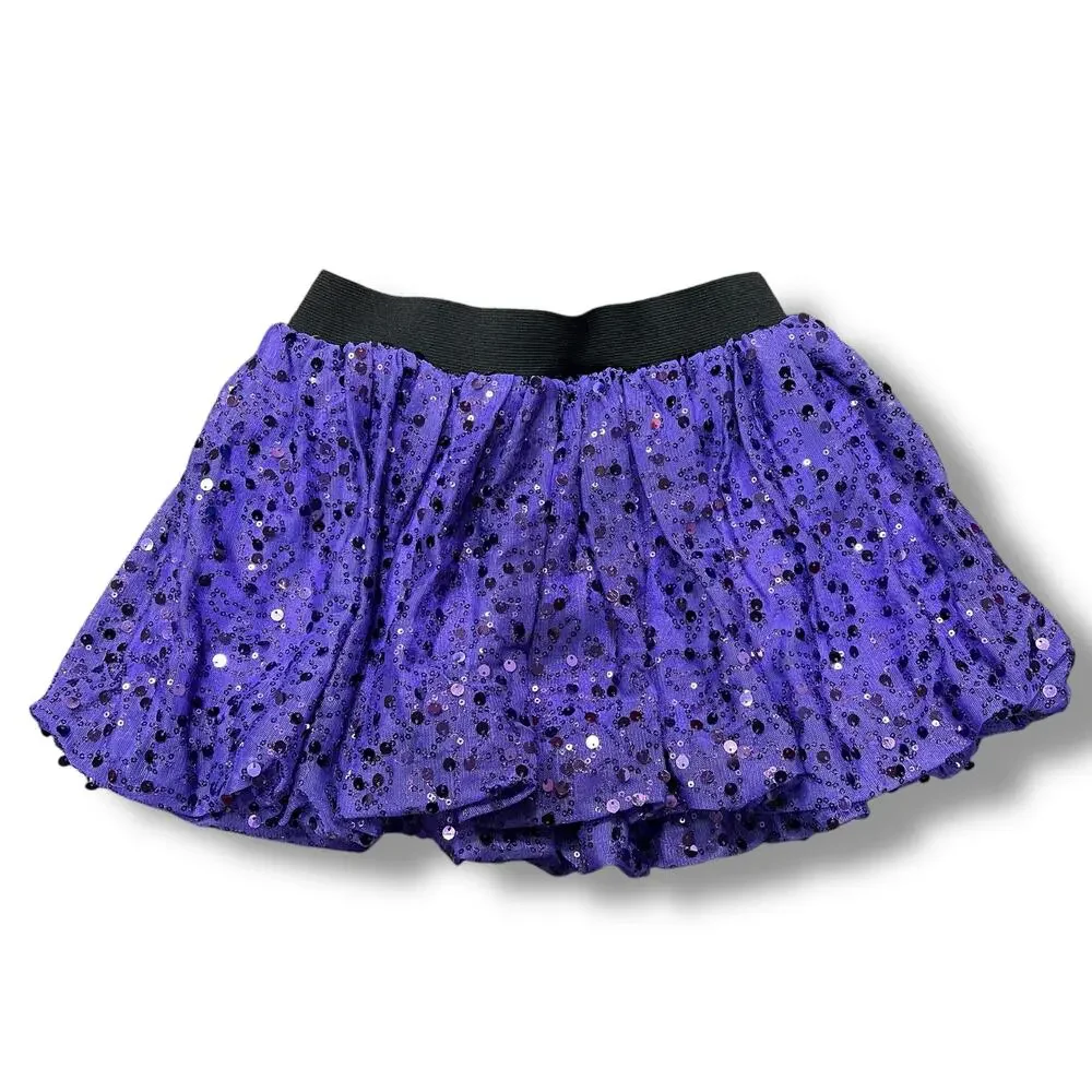 Balera Girls Dance Costume Skirt Sequined Purple Bubble Hem Size 10